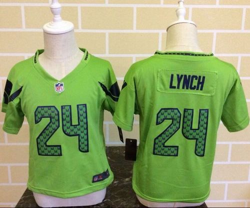 Toddler  Seahawks #24 Marshawn Lynch Green Alternate Stitched NFL Elite Jersey