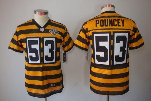  Steelers #53 Maurkice Pouncey Black/Yellow Alternate Youth Stitched NFL Limited Jersey