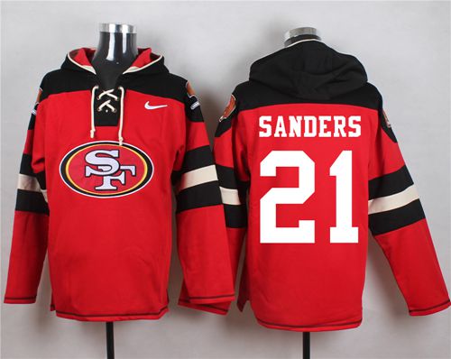  49ers #21 Deion Sanders Red Player Pullover NFL Hoodie