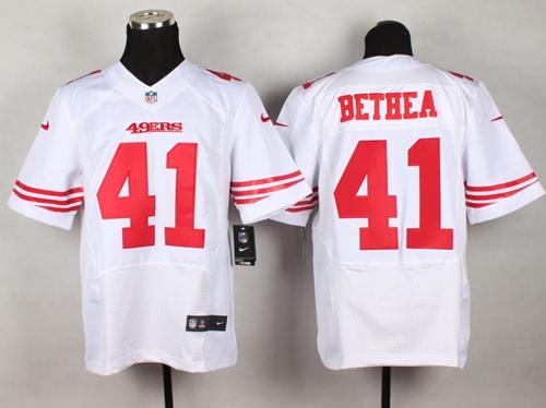  49ers #41 Antoine Bethea White Men's Stitched NFL Elite Jersey