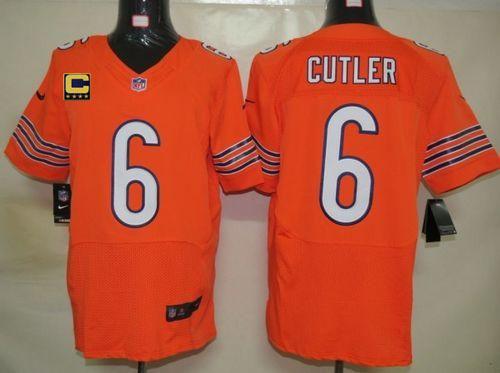  Bears #6 Jay Cutler Orange Alternate With C Patch Men's Stitched NFL Elite Jersey