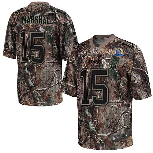  Bears #15 Brandon Marshall Camo With Hall of Fame 50th Patch Men's Stitched NFL Realtree Elite Jersey