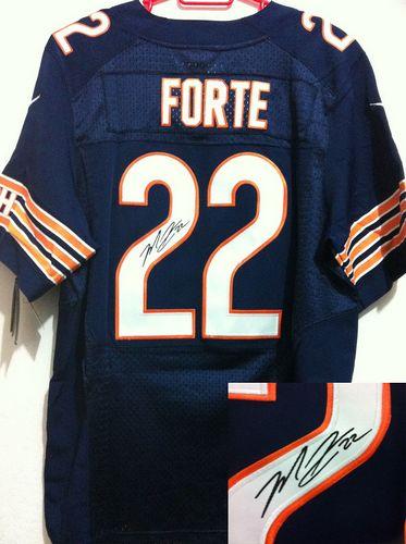  Bears #22 Matt Forte Navy Blue Team Color Men's Stitched NFL Elite Autographed Jersey