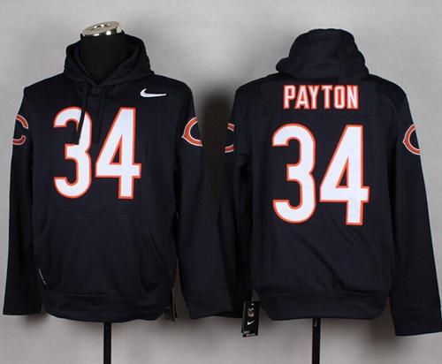 Chicago Bears #34 Walter Payton Navy Blue Pullover Hoodie