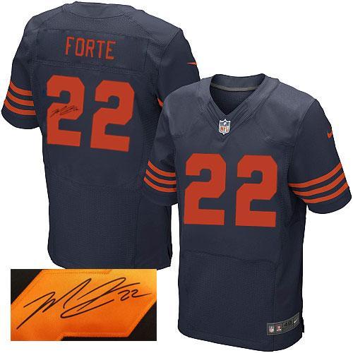  Bears #22 Matt Forte Navy Blue 1940s Throwback Men's Stitched NFL Elite Autographed Jersey