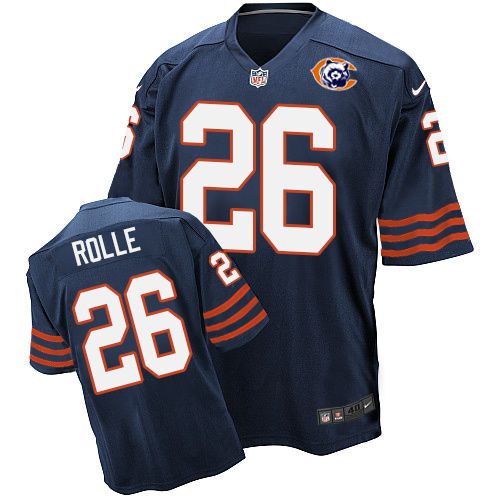  Bears #26 Antrel Rolle Navy Blue Throwback Men's Stitched NFL Elite Jersey