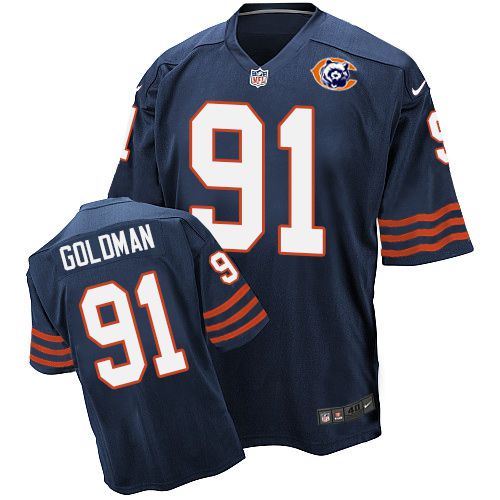  Bears #91 Eddie Goldman Navy Blue Throwback Men's Stitched NFL Elite Jersey