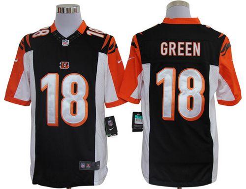  Bengals #18 A.J. Green Black Team Color Men's Stitched NFL Limited Jersey