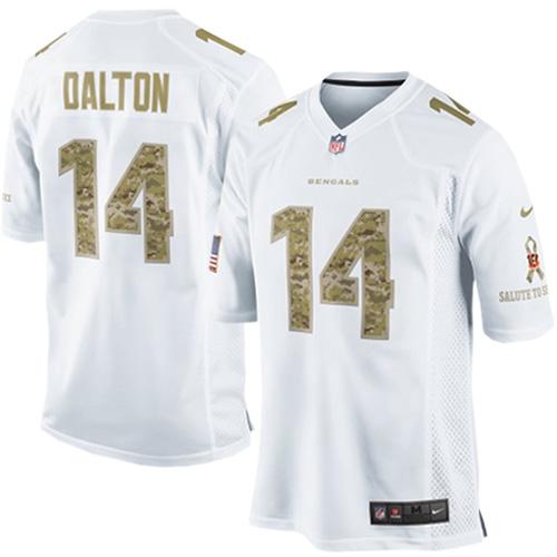  Bengals #14 Andy Dalton White Men's Stitched NFL Limited Salute to Service Jersey