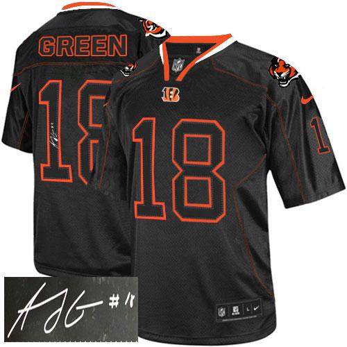  Bengals #18 A.J. Green Lights Out Black Men's Stitched NFL Elite Autographed Jersey