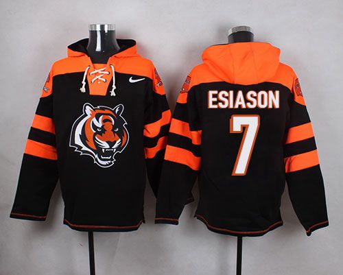  Bengals #7 Boomer Esiason Black Player Pullover NFL Hoodie