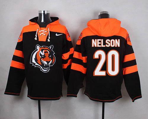  Bengals #20 Reggie Nelson Black Player Pullover NFL Hoodie