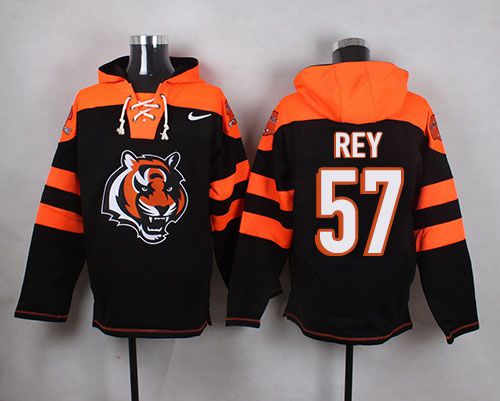  Bengals #57 Vincent Rey Black Player Pullover NFL Hoodie