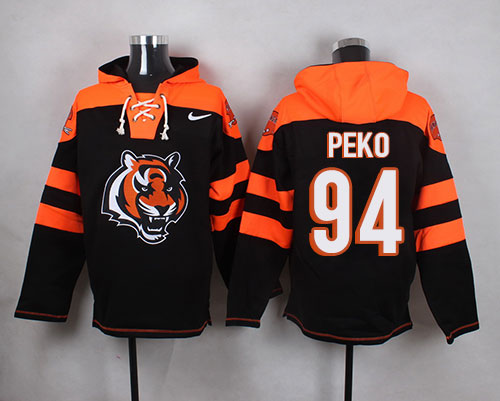  Bengals #94 Domata Peko Black Player Pullover NFL Hoodie