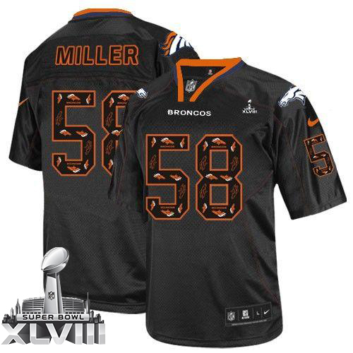  Broncos #58 Von Miller New Lights Out Black Super Bowl XLVIII Men's Stitched NFL Elite Jersey