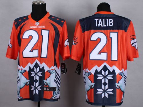  Broncos #21 Aqib Talib Orange Men's Stitched NFL Elite Noble Fashion Jersey