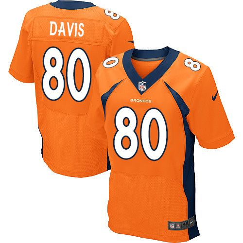  Broncos #80 Vernon Davis Orange Team Color Men's Stitched NFL New Elite Jersey