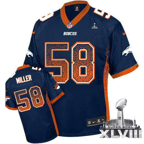  Broncos #58 Von Miller Navy Blue Alternate Super Bowl XLVIII Men's Stitched NFL Elite Drift Fashion Jersey