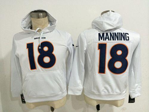 Denver Broncos #18 Peyton Manning White Pullover NFL Hoodie