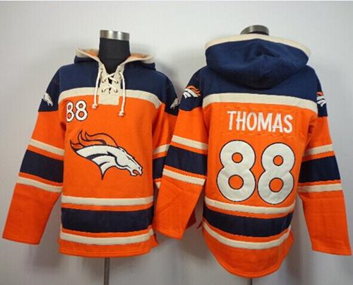  Broncos #88 Demaryius Thomas Orange Sawyer Hooded Sweatshirt NFL Hoodie