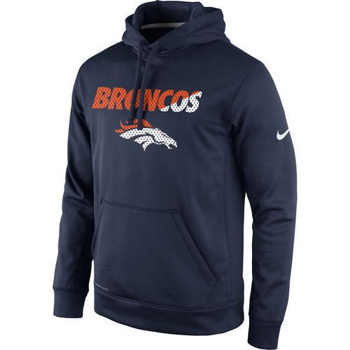 Men's Denver Broncos  Navy Kick Off Staff Performance Pullover Hoodie