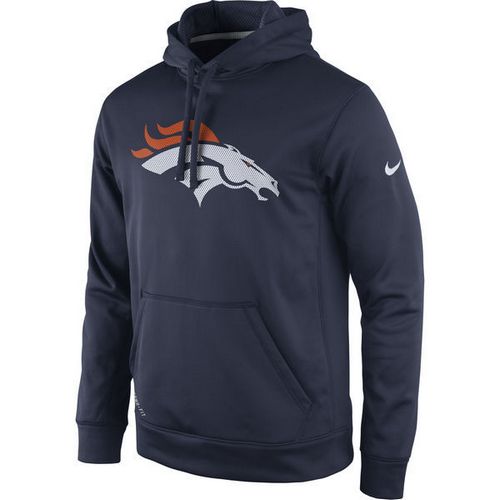 Men's Denver Broncos  Navy Practice Performance Pullover Hoodie