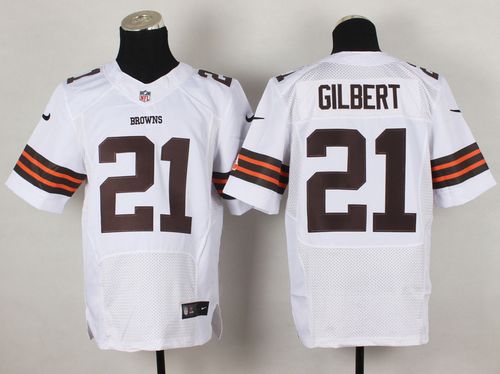  Browns #21 Justin Gilbert White Men's Stitched NFL Elite Jersey