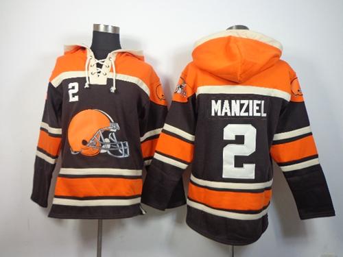  Browns #2 Johnny Manziel Brown Sawyer Hooded Sweatshirt NFL Hoodie