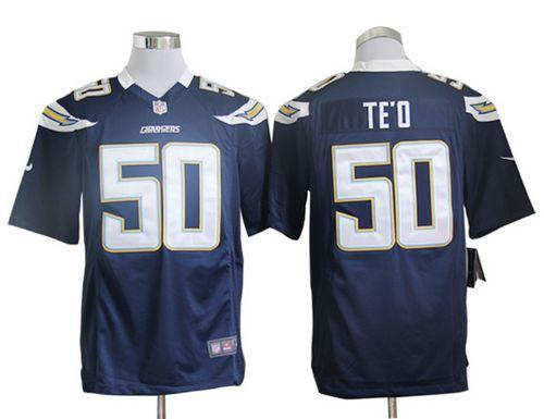  Chargers #50 Manti Te'o Navy Blue Team Color Men's Stitched NFL Game Jersey