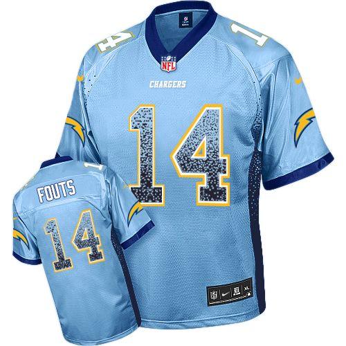  Chargers #14 Dan Fouts Electric Blue Alternate Men's Stitched NFL Elite Drift Fashion Jersey