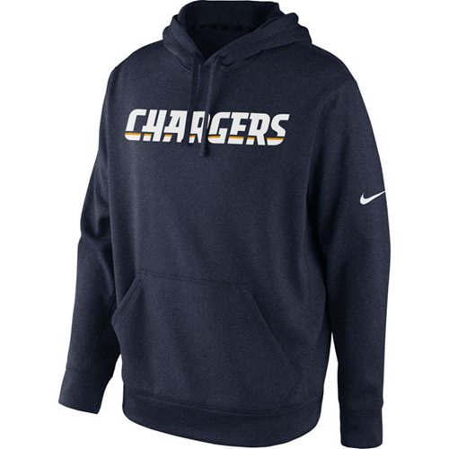 San Diego Chargers  KO Wordmark Performance Hoodie Navy Blue