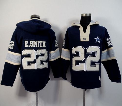 Dallas Cowboys #22 Emmitt Smith Navy Blue Player Winning Method Pullover NFL Hoodie