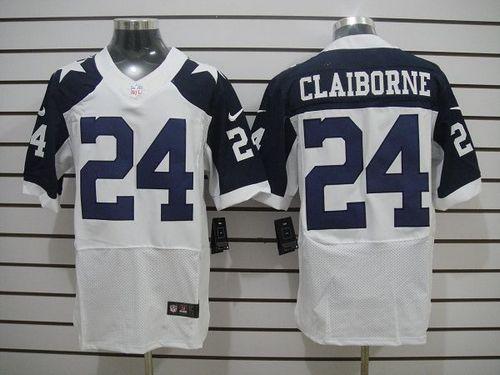  Cowboys #24 Morris Claiborne White Thanksgiving Throwback Men's Stitched NFL Elite Jersey