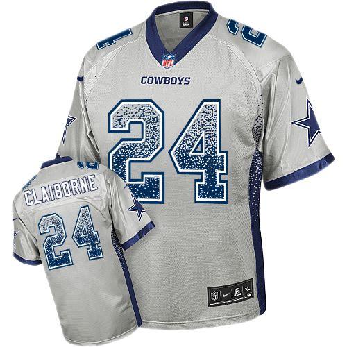  Cowboys #24 Morris Claiborne Grey Men's Stitched NFL Elite Drift Fashion Jersey