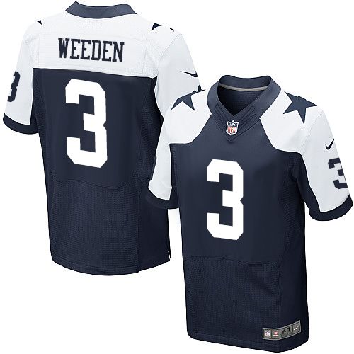  Cowboys #3 Brandon Weeden Navy Blue Thanksgiving Throwback Men's Stitched NFL Elite Jersey