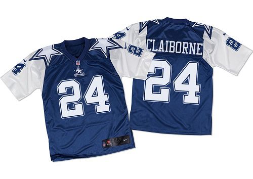  Cowboys #24 Morris Claiborne Navy Blue/White Throwback Men's Stitched NFL Elite Jersey