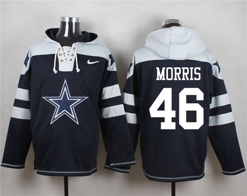  Cowboys #46 Alfred Morris Navy Blue Player Pullover NFL Hoodie