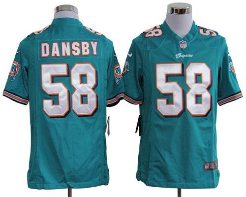  Dolphins #58 Karlos Dansby Aqua Green Team Color Men's Stitched NFL Game Jersey