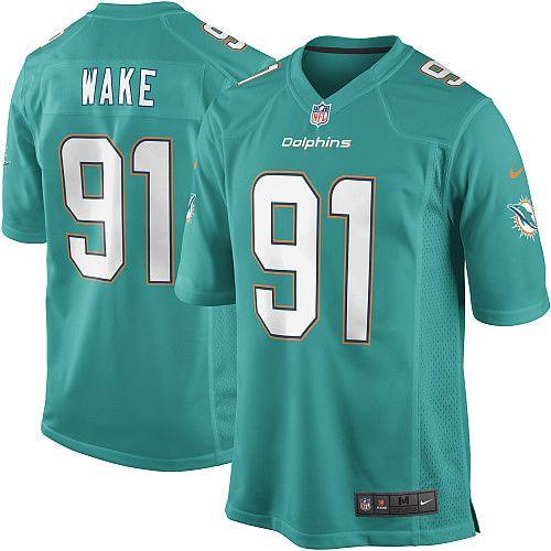  Dolphins #91 Cameron Wake Aqua Green Team Color Men's Stitched NFL Game Jersey