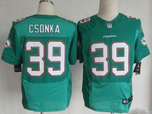  Dolphins #39 Larry Csonka Aqua Green Team Color Men's Stitched NFL Elite Jersey