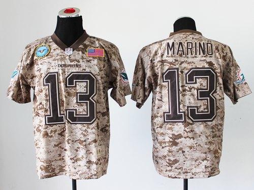  Dolphins #13 Dan Marino Camo Men's Stitched NFL New Elite USMC Jersey