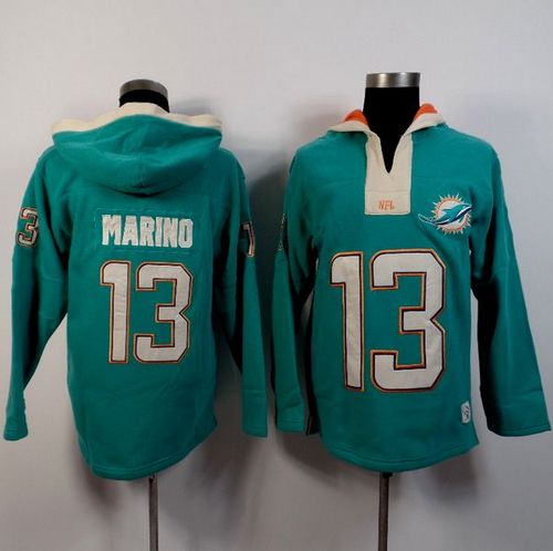 Miami Dolphins #13 Dan Marino Aqua Green Player Winning Method Pullover NFL Hoodie