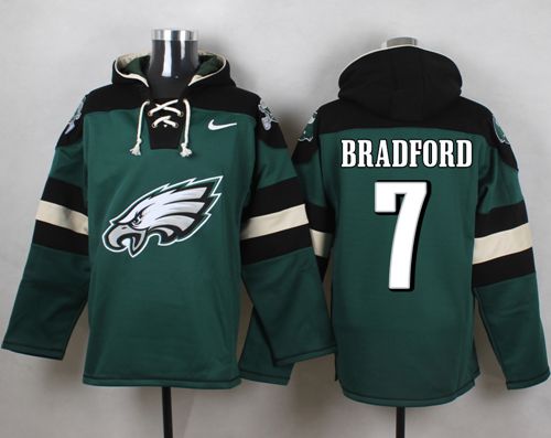  Eagles #7 Sam Bradford Midnight Green Player Pullover NFL Hoodie