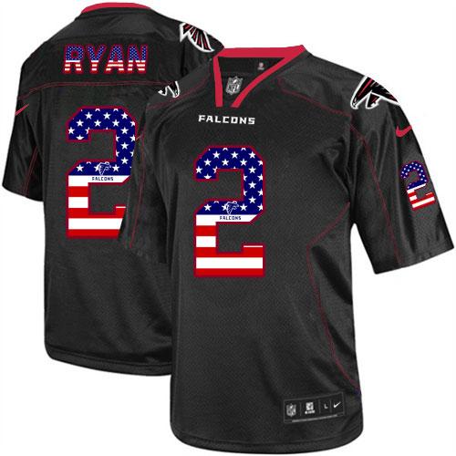  Falcons #2 Matt Ryan Black Men's Stitched NFL Elite USA Flag Fashion Jersey
