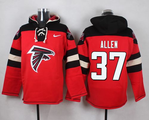  Falcons #37 Ricardo Allen Red Player Pullover NFL Hoodie