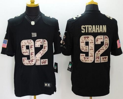  Giants #92 Michael Strahan Black Men's Stitched NFL Limited Salute to Service Jersey