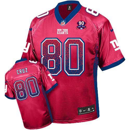  Giants #80 Victor Cruz Red Alternate With 1925 2014 Season Patch Men's Stitched NFL Elite Drift Fashion Jersey