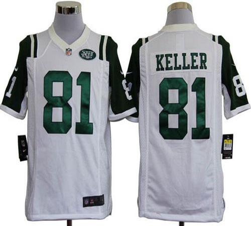  Jets #81 Dustin Keller White Men's Stitched NFL Game Jersey