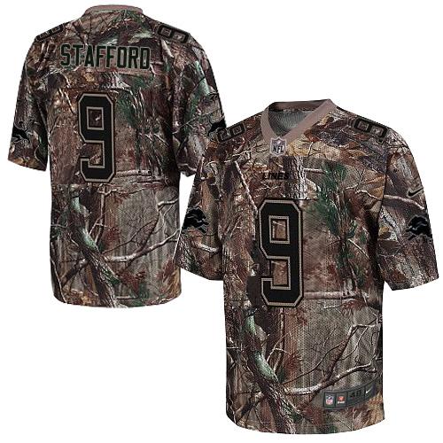  Lions #9 Matthew Stafford Camo Men's Stitched NFL Realtree Elite Jersey