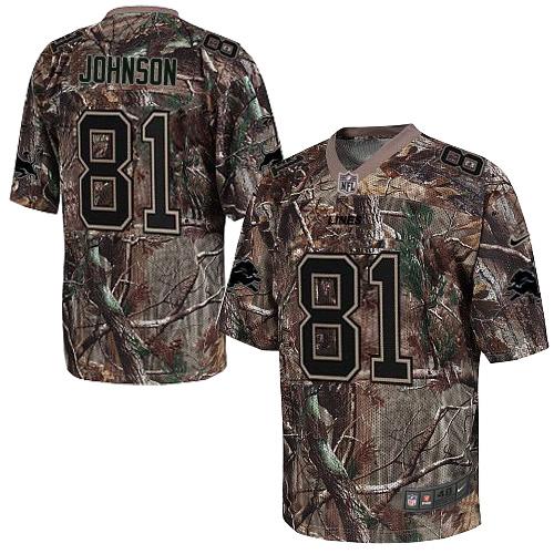  Lions #81 Calvin Johnson Camo Men's Stitched NFL Realtree Elite Jersey